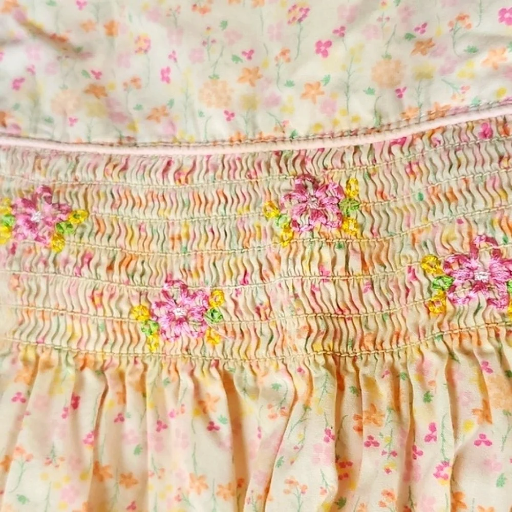 Vintage George‎ Pink Smocked Floral Cottagecore Dress